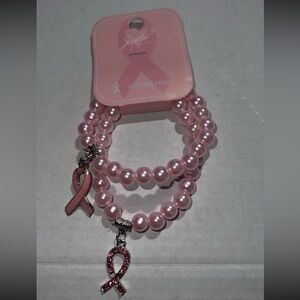 Pink Beaded Awareness Bracelets
